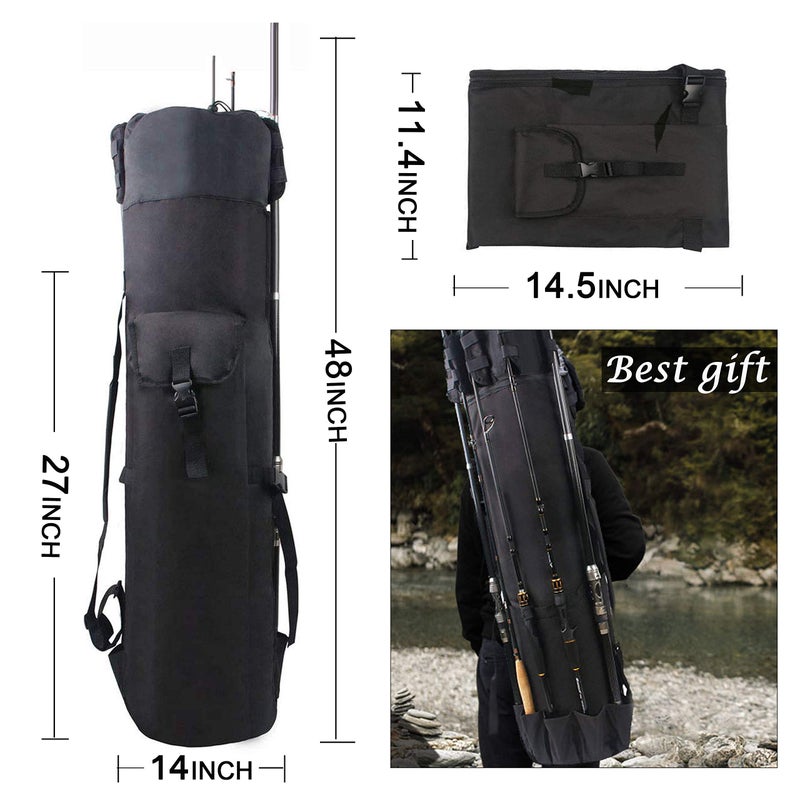 SILANON Fishing Rod Bag Pole Holder, Portable Fishing Rod Case Carrier Canvas Pole Storage Bag Travel Carry Case Waterproof Fishing Tackle Gear Organizer - Image 4